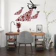 Urban Love Helicopter Wall Decal with hearts, adding street art style to a modern workspace, perfect vinyl sticker decor.