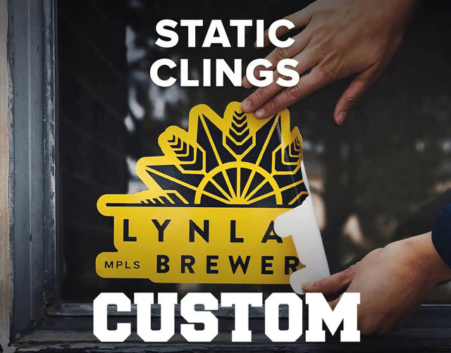 Custom static cling decal being applied to window, enhancing the space with vibrant design.