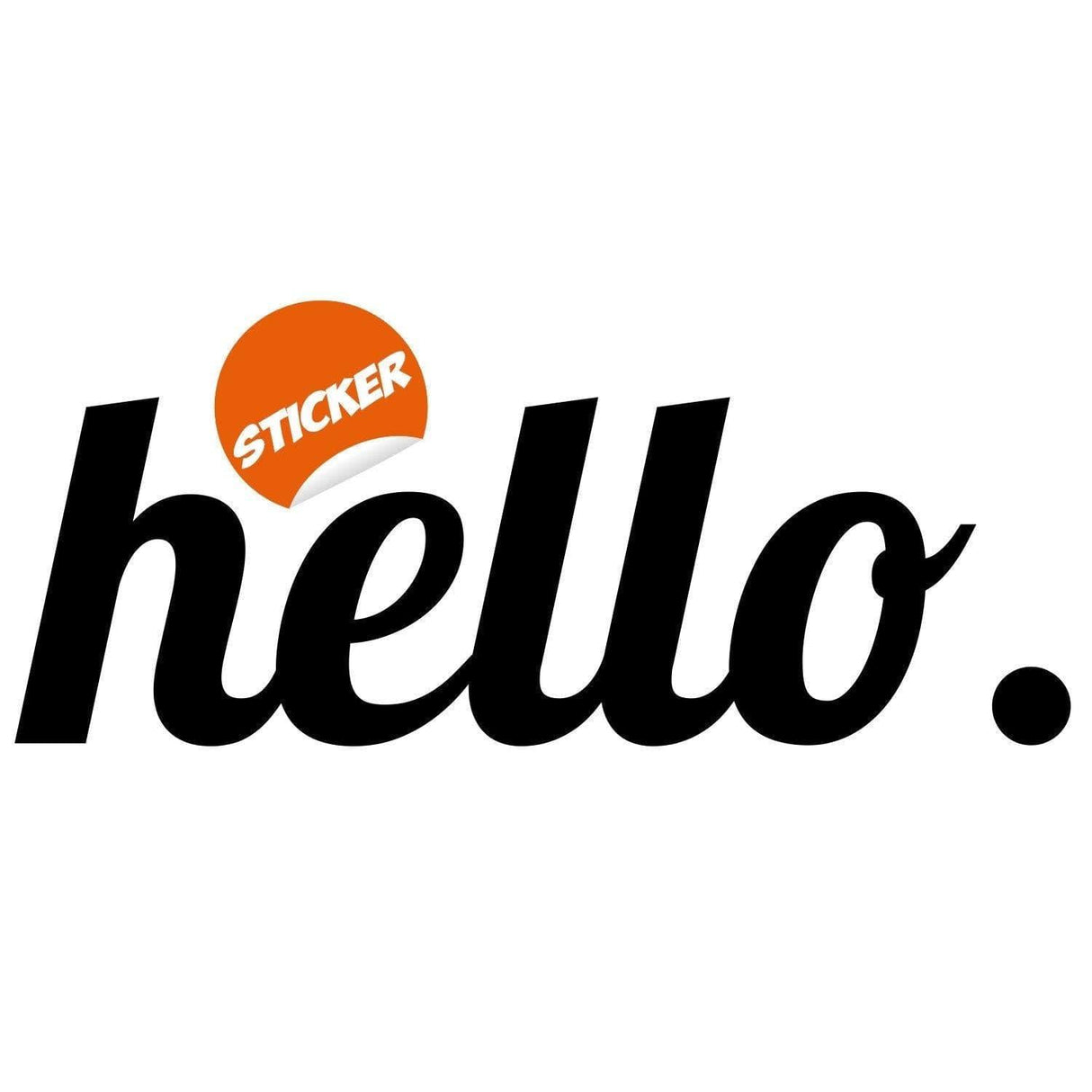 Hello sticker designed for decor, featuring playful font and bright colors. Perfect for personalizing any space.