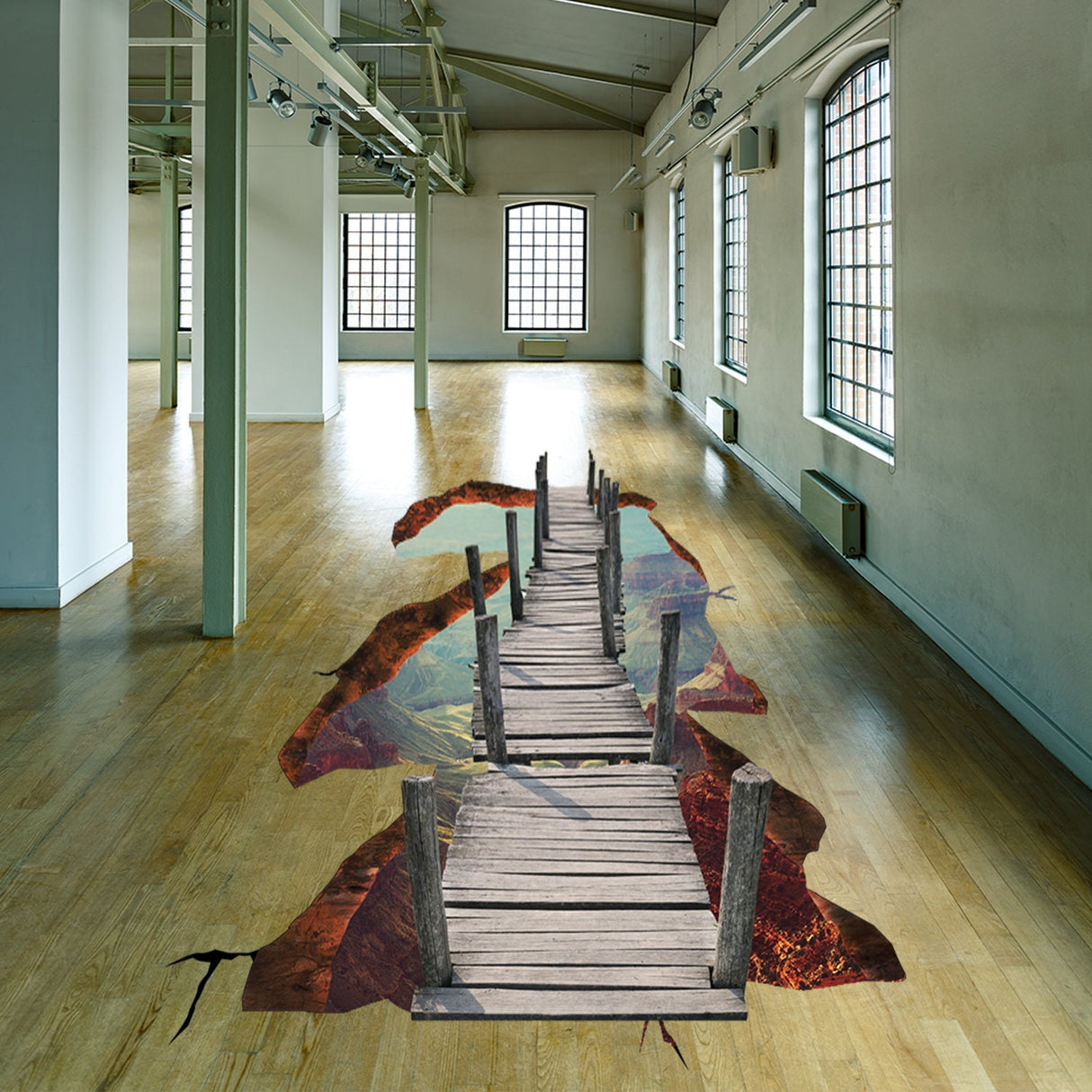 3d Space Bridge Floor Vinyl Decal - Bathroom Living Room Flooring Galaxy Decals Stick Peel Decor Stickers Decoration Kids Classroom Sticker