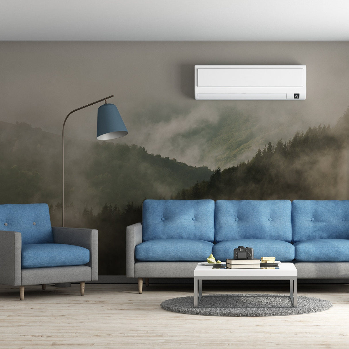 Foggy Forest Wallpaper Decal - Landscape Tree Wall Paper Mural Self Peel And Stick Sticker