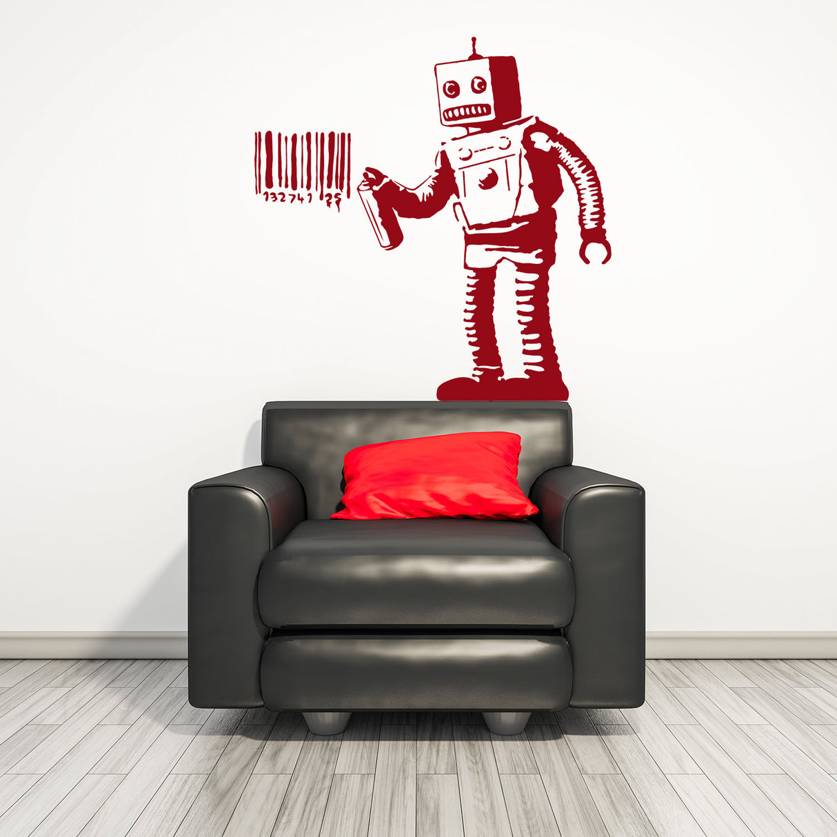 Banksy Barcode Robot Wall Vinyl Sticker - Street Art Graffiti Machine Decal