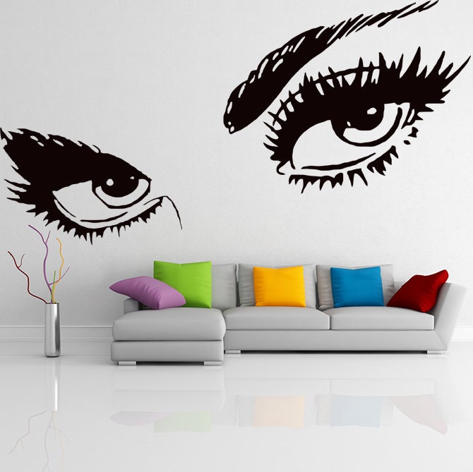 Woman Eyes Sticker Bedroom Wall Decor For Women - Female Eye Lash Beautiful Room Eyebrow Decal