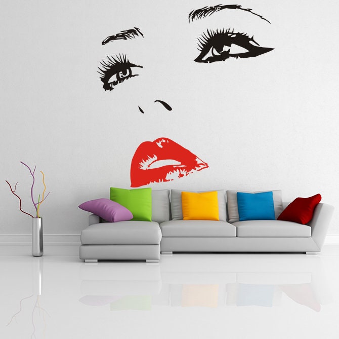 Woman Eyes Sticker Bedroom Wall Decor For Women - Female Eye Lash Beautiful Room Eyebrow Decal