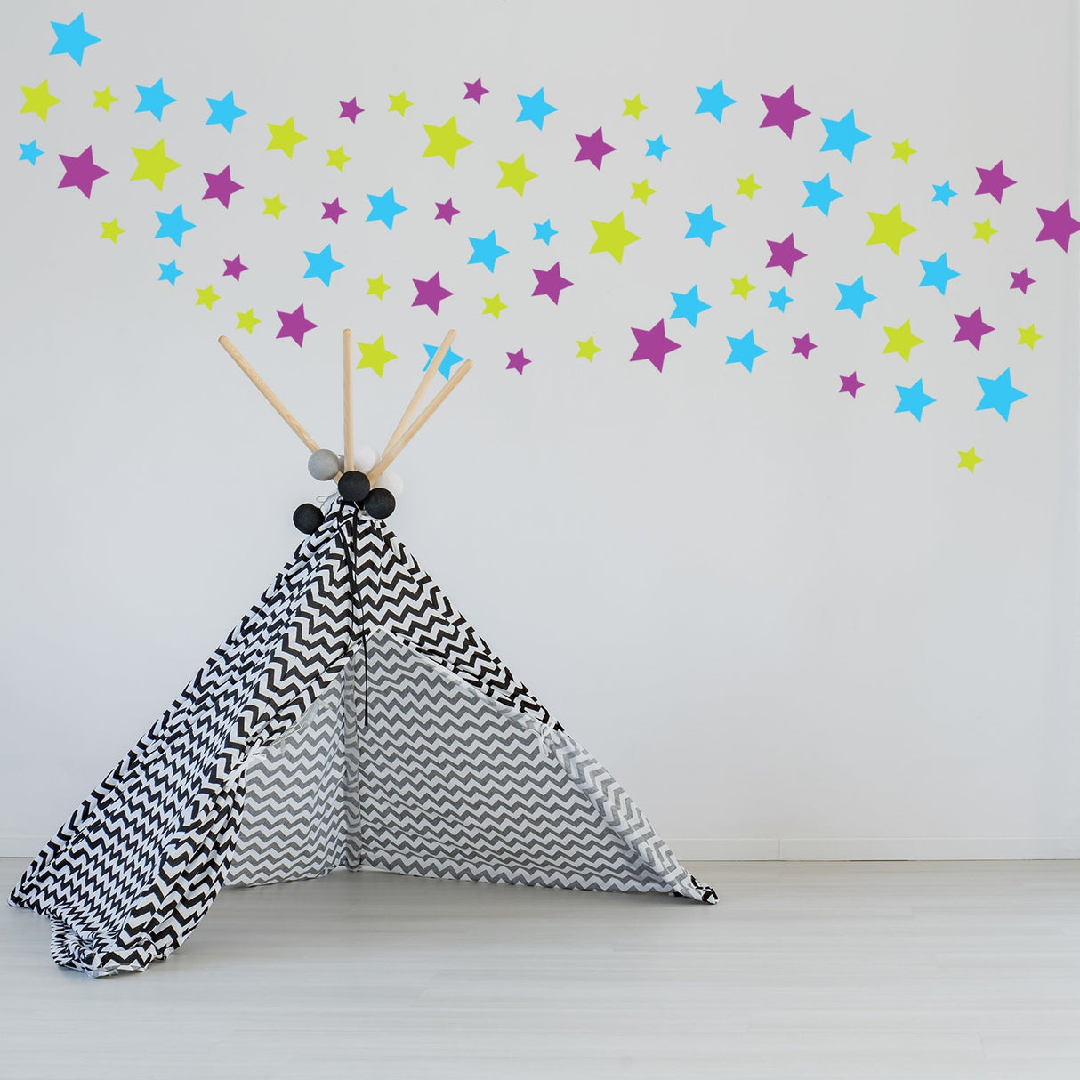 60x Stars Decor Wall Decals For Nursery - Removable Star Vinyl Room Stickers