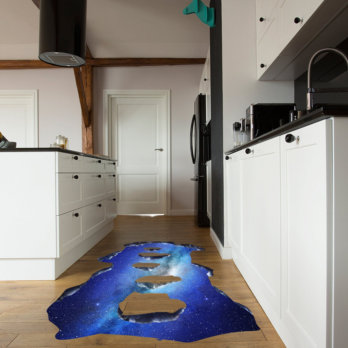 3D Floor Space Portal Hole Decal - Galaxy Art Sticker Decor For Kid Teen Living Room Bathroom