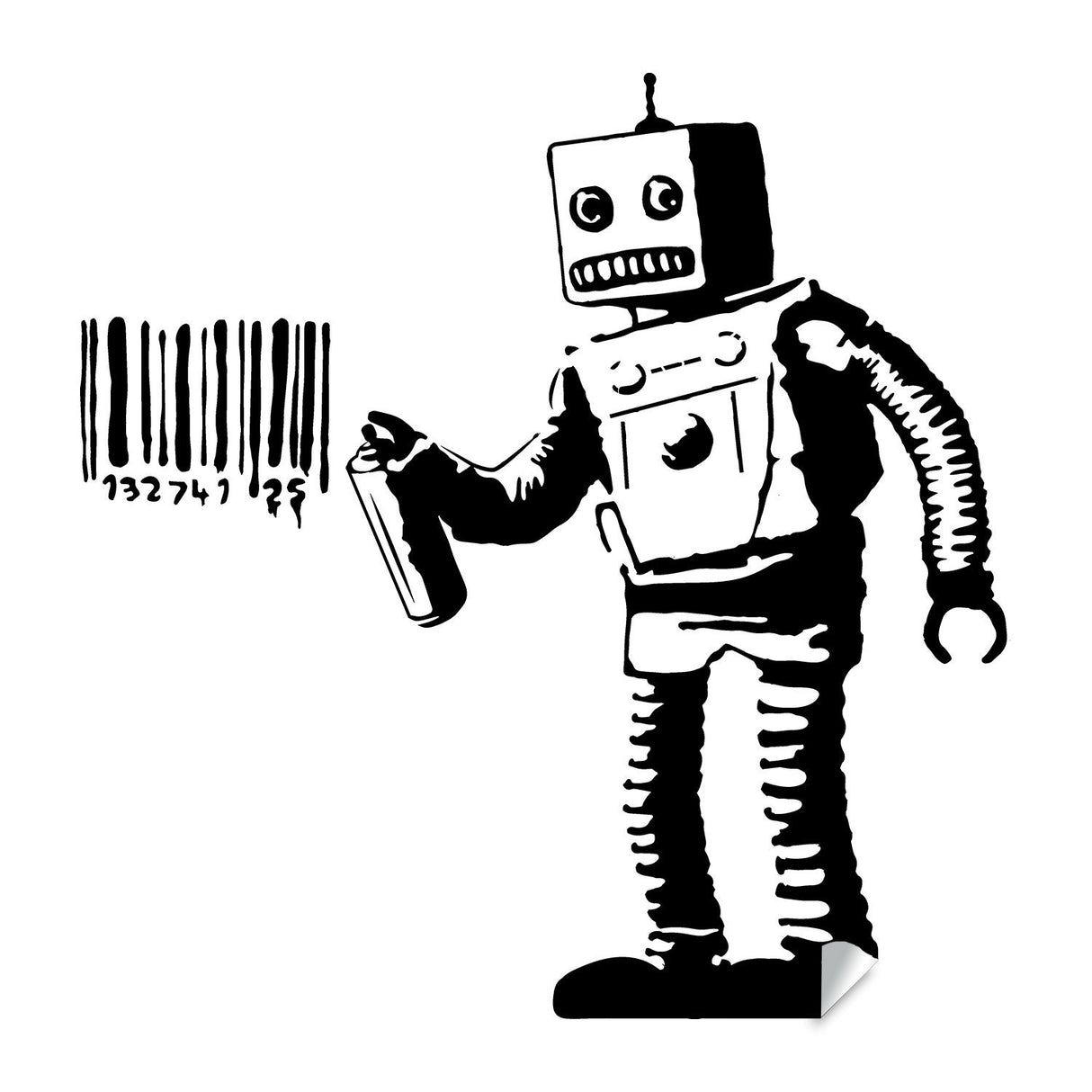 Banksy Barcode Robot Wall Vinyl Sticker - Street Art Graffiti Machine Decal