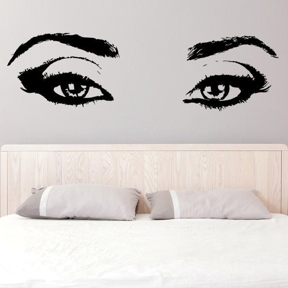 Woman Eyes Sticker Bedroom Wall Decor For Women - Female Eye Lash Beautiful Room Eyebrow Decal