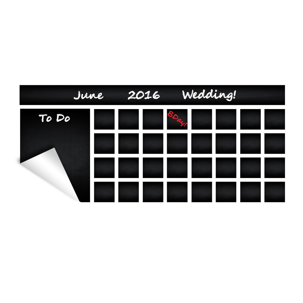 Chalkboard Wall Planner Blackboard Kitchen Sticker - Black Board Weekly Calendar Chalk Decal Monthly Week Day Meal Memo Menu Daily Organiser