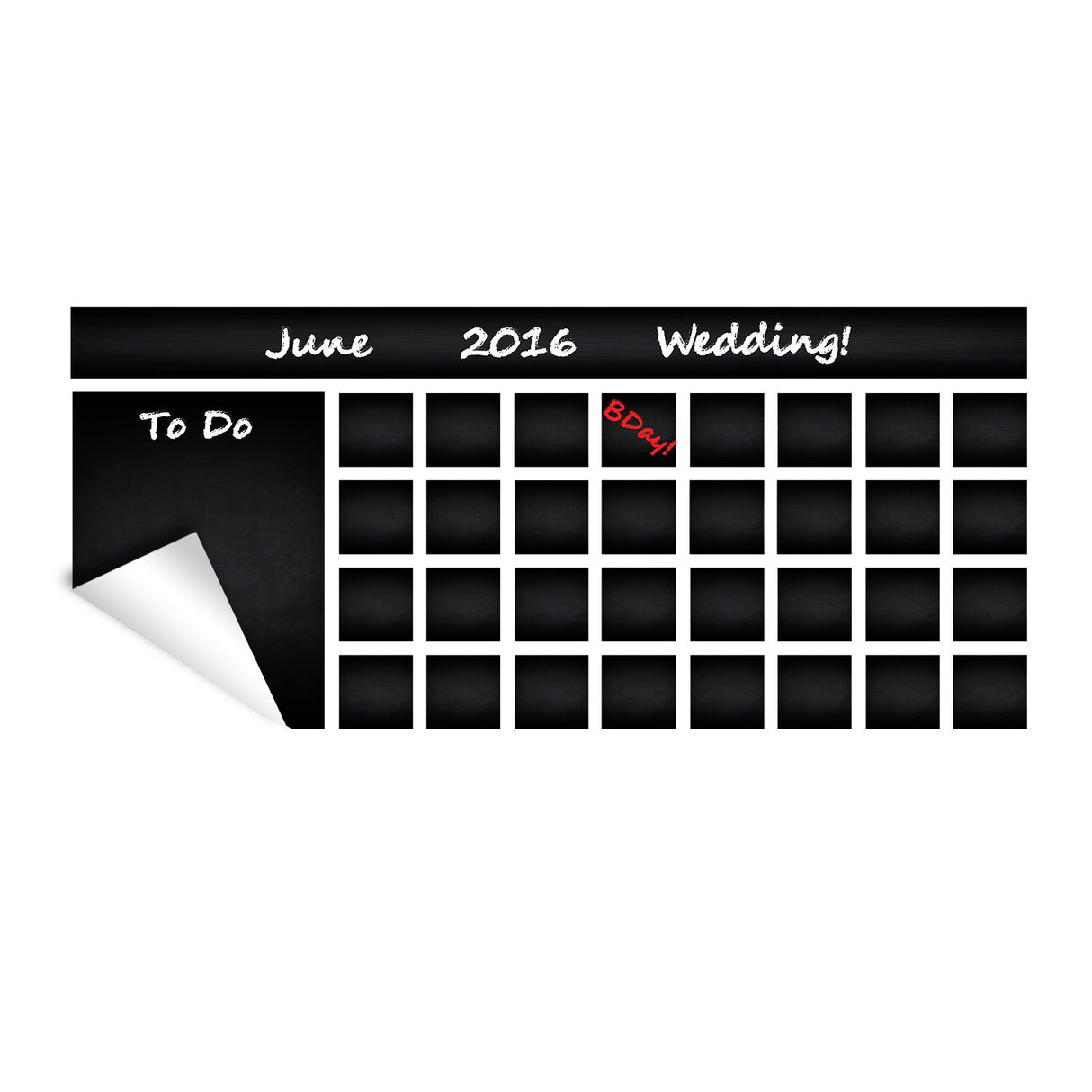 Chalkboard Wall Planner Blackboard Kitchen Sticker - Black Board Weekly Calendar Chalk Decal Monthly Week Day Meal Memo Menu Daily Organiser