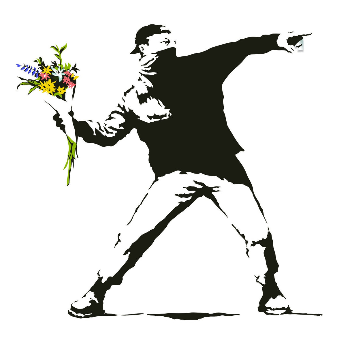 Banksy Flower Thrower Wall Decal - Street Art Graffiti Vinyl Decor Sticker