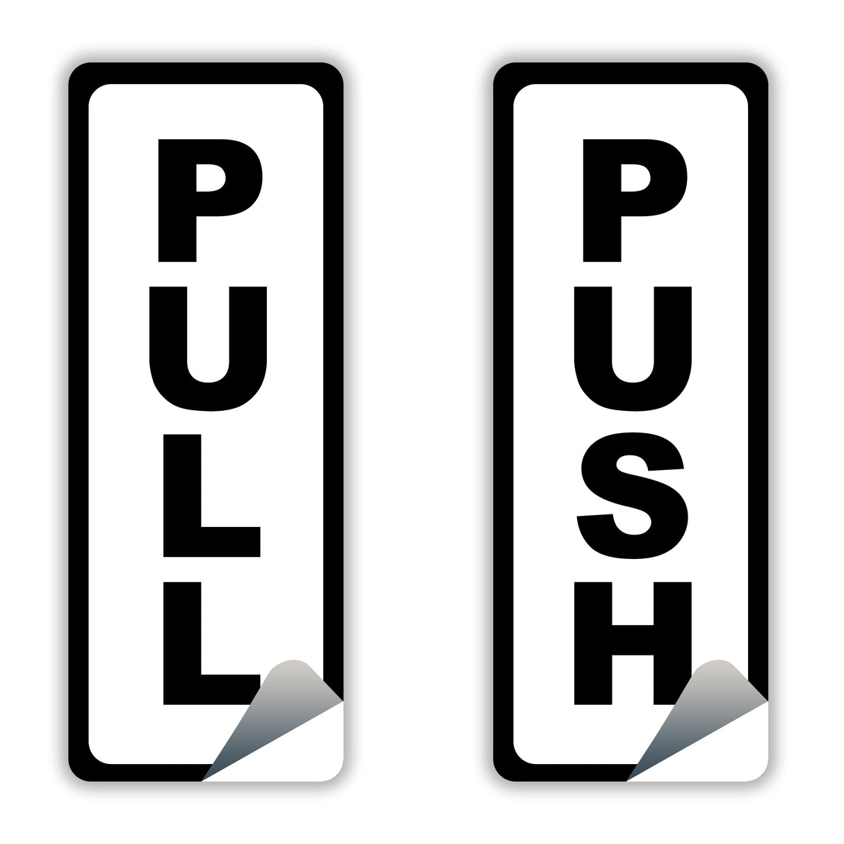 4x Push Pull Door Vertical Sticker Sign For To Open And Close - Waterproof Store Glass Vinyl Decal