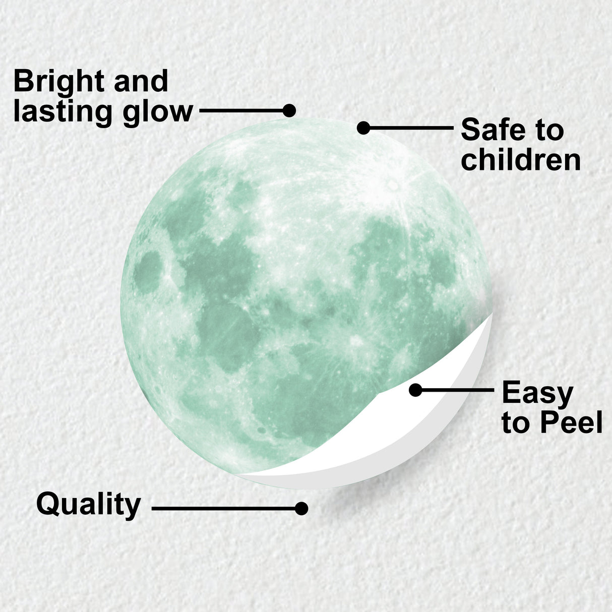 Glow In The Dark Moon Wall Sticker - Glowing Ceiling Decal For Kid Room Bedroom The Light Decor