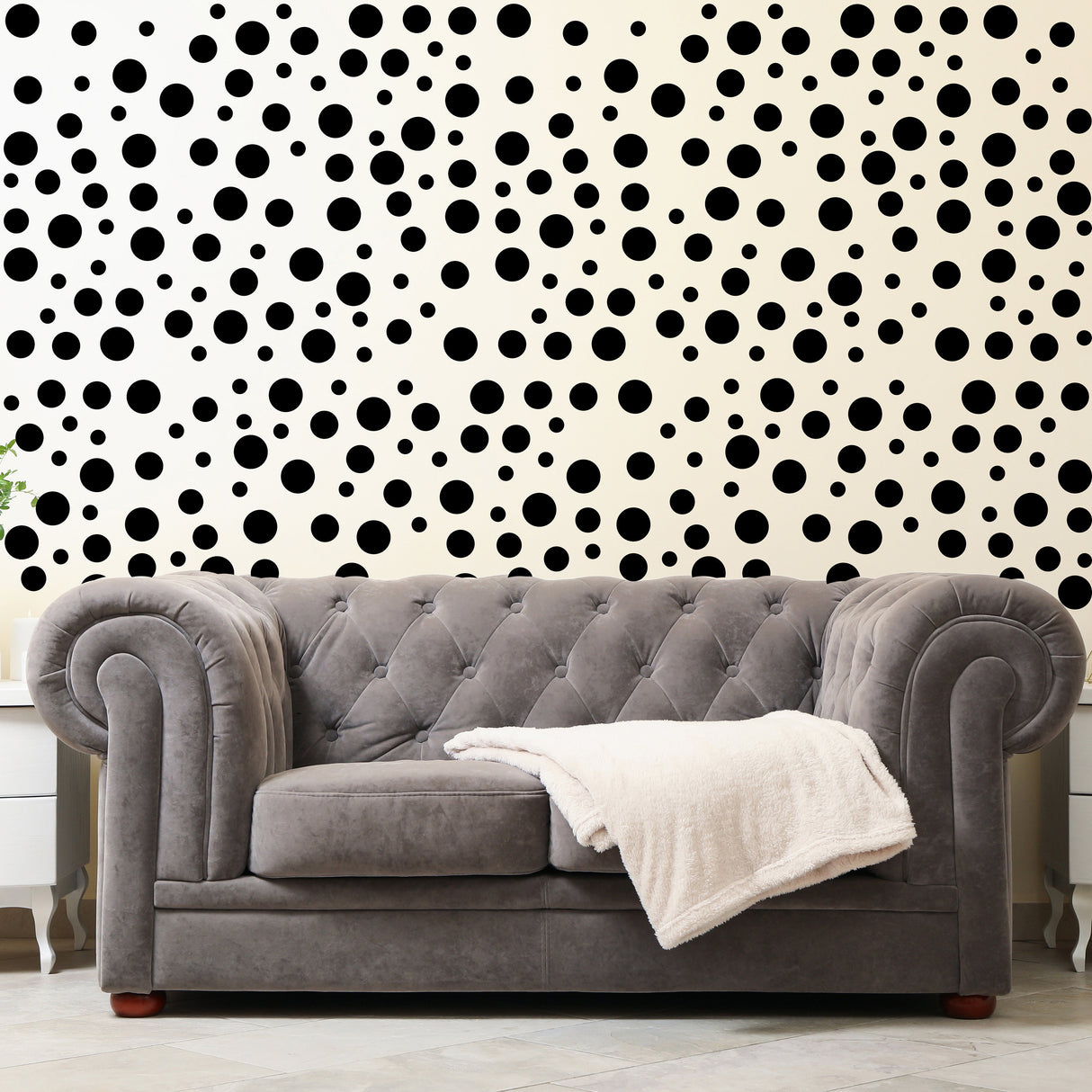 Polka Dots Wall Decals - Black Circle Wallpaper Vinyl Stickers For Girl Room Baby Kid Decor Bedroom