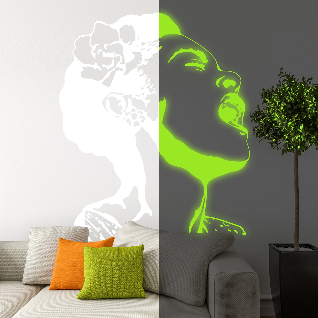 Glow In Dark Life Is Beautiful Banksy Street Art Wall Decal - Night Light Glowing Neon Singing Woman Sticker