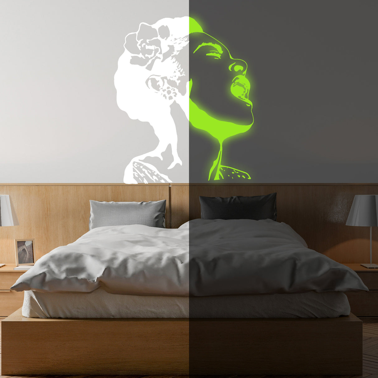 Glow In Dark Life Is Beautiful Banksy Street Art Wall Decal - Night Light Glowing Neon Singing Woman Sticker