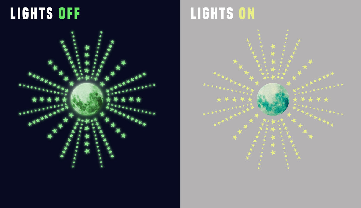 Glow In The Dark Stars Stickers - The Glowing Moon Decal