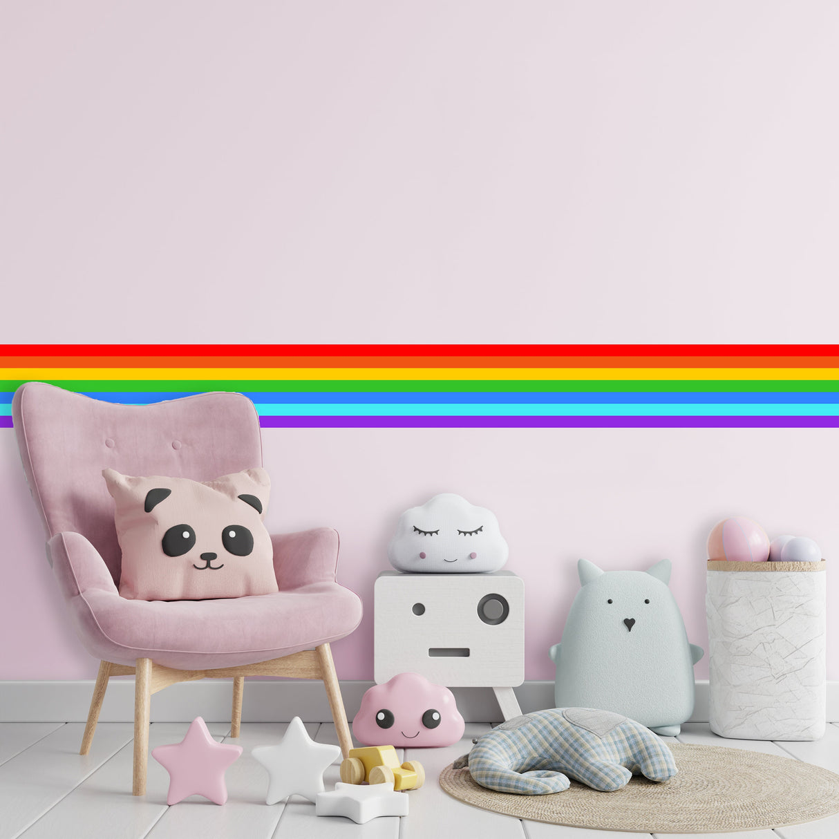 Rainbow Stripe Sticker - Birthday Party Border Strip Vinyl Decal Decoration For Nursery Baby Kid