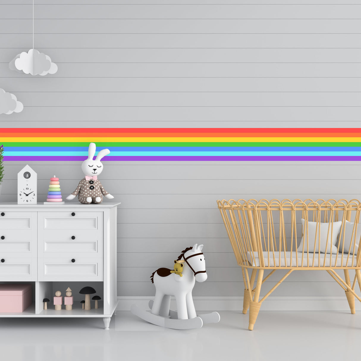 Rainbow Stripe Sticker - Birthday Party Border Strip Vinyl Decal Decoration For Nursery Baby Kid