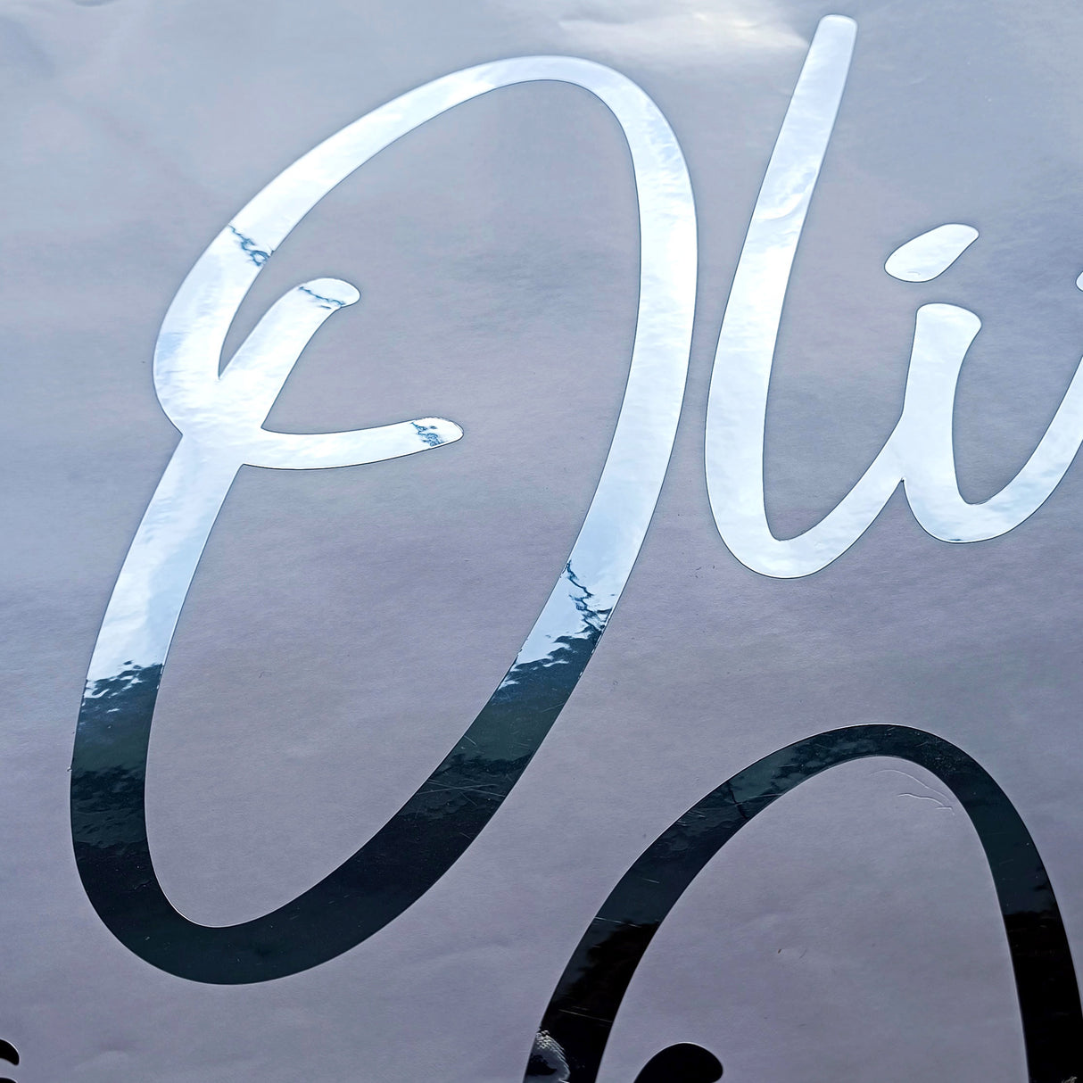 Personalized Vinyl Name Sticker - Personalised Silver Chrome Label Tags