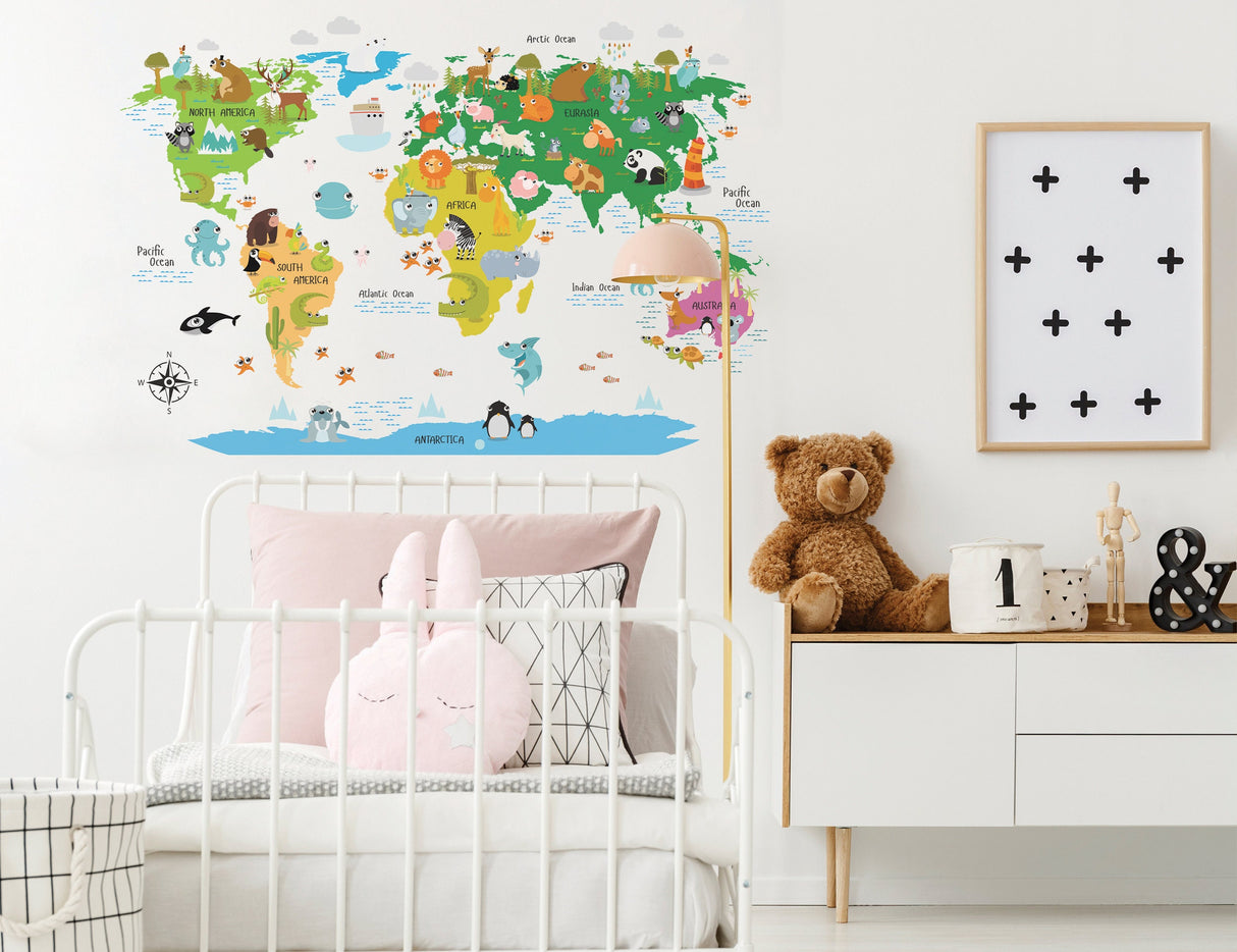 World Map Decal - Nursery Wall Sticker