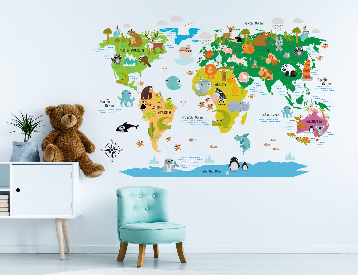 World Map Decal - Nursery Wall Sticker