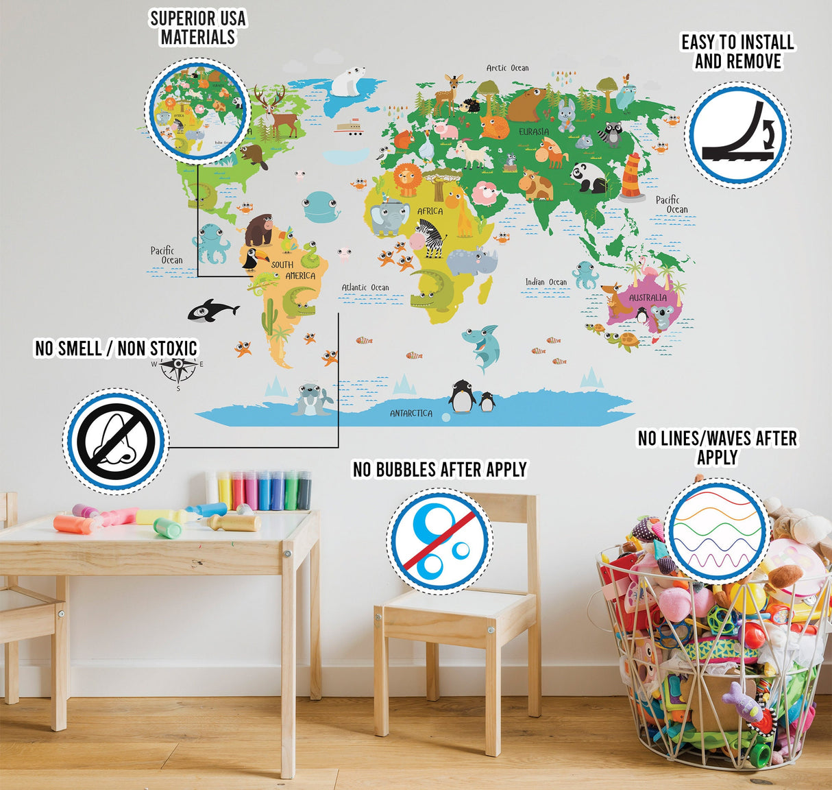 World Map Decal - Nursery Wall Sticker
