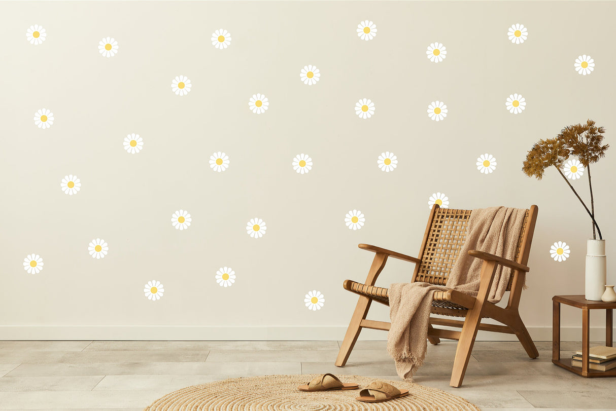 Premium Peel and Stick Daisy Flower Wall Decals - Perfect for Kids Room, Nursery, and Bedroom
