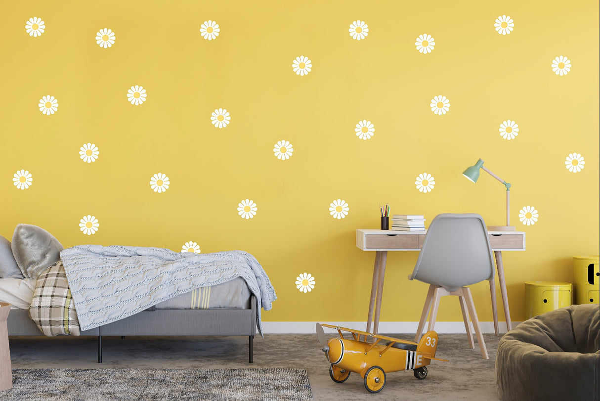 Premium Peel and Stick Daisy Flower Wall Decals - Perfect for Kids Room, Nursery, and Bedroom