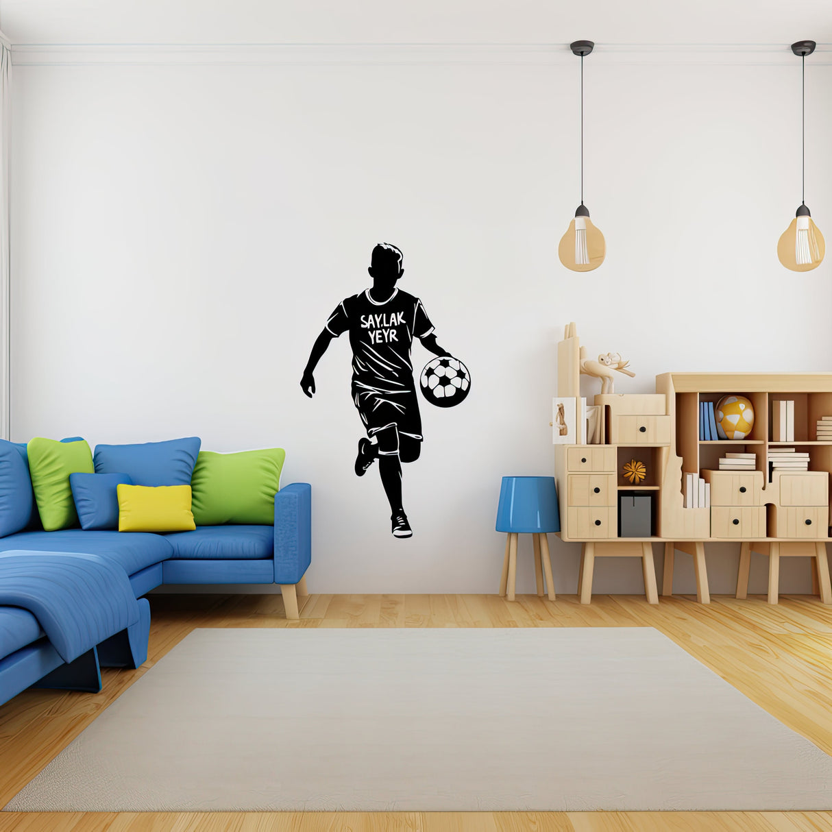 Custom Name Football Player Wall Sticker - Personalized Home Decor
