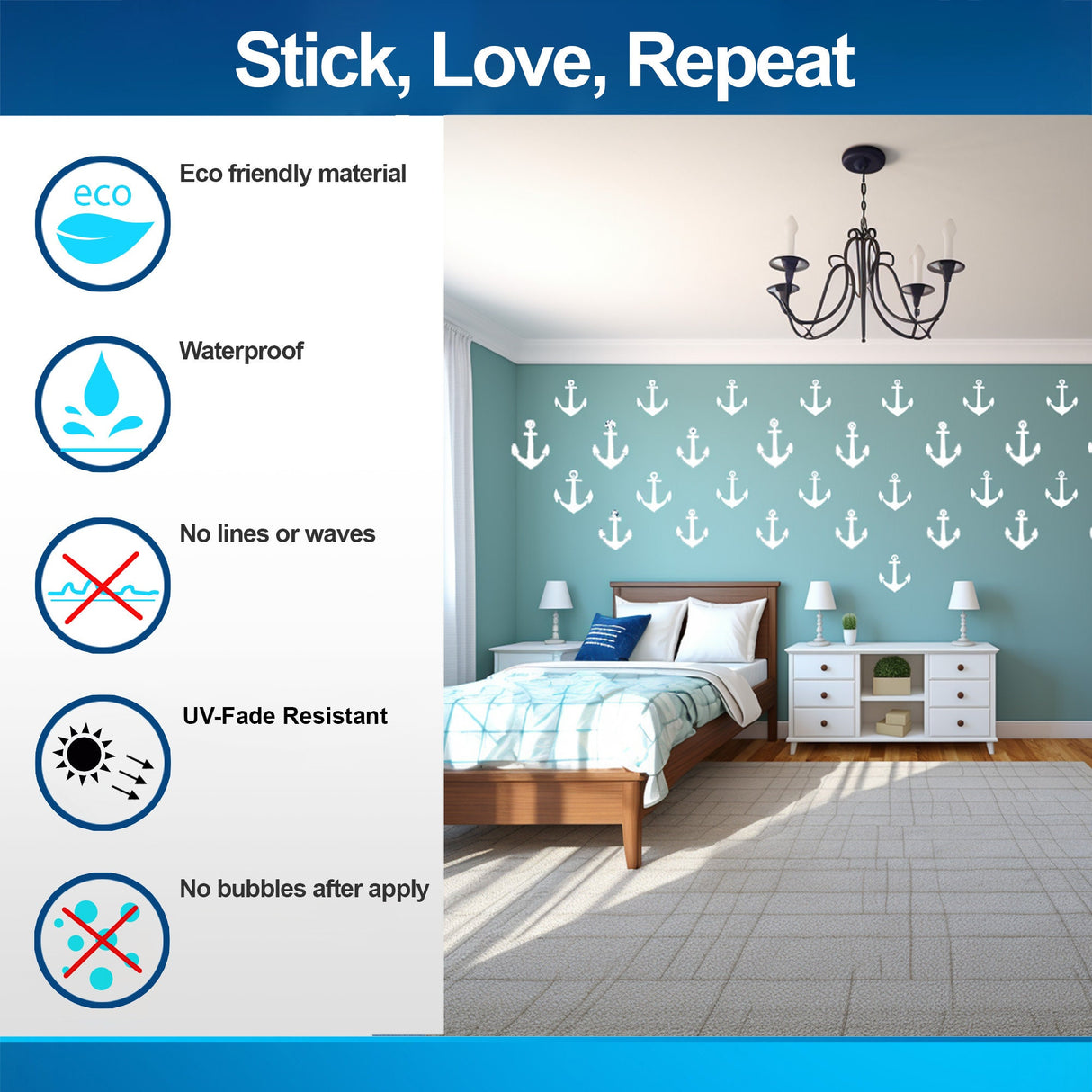 Vintage Anchor Wall Decal Collection - Set of 25 Nautical Vinyl Stickers