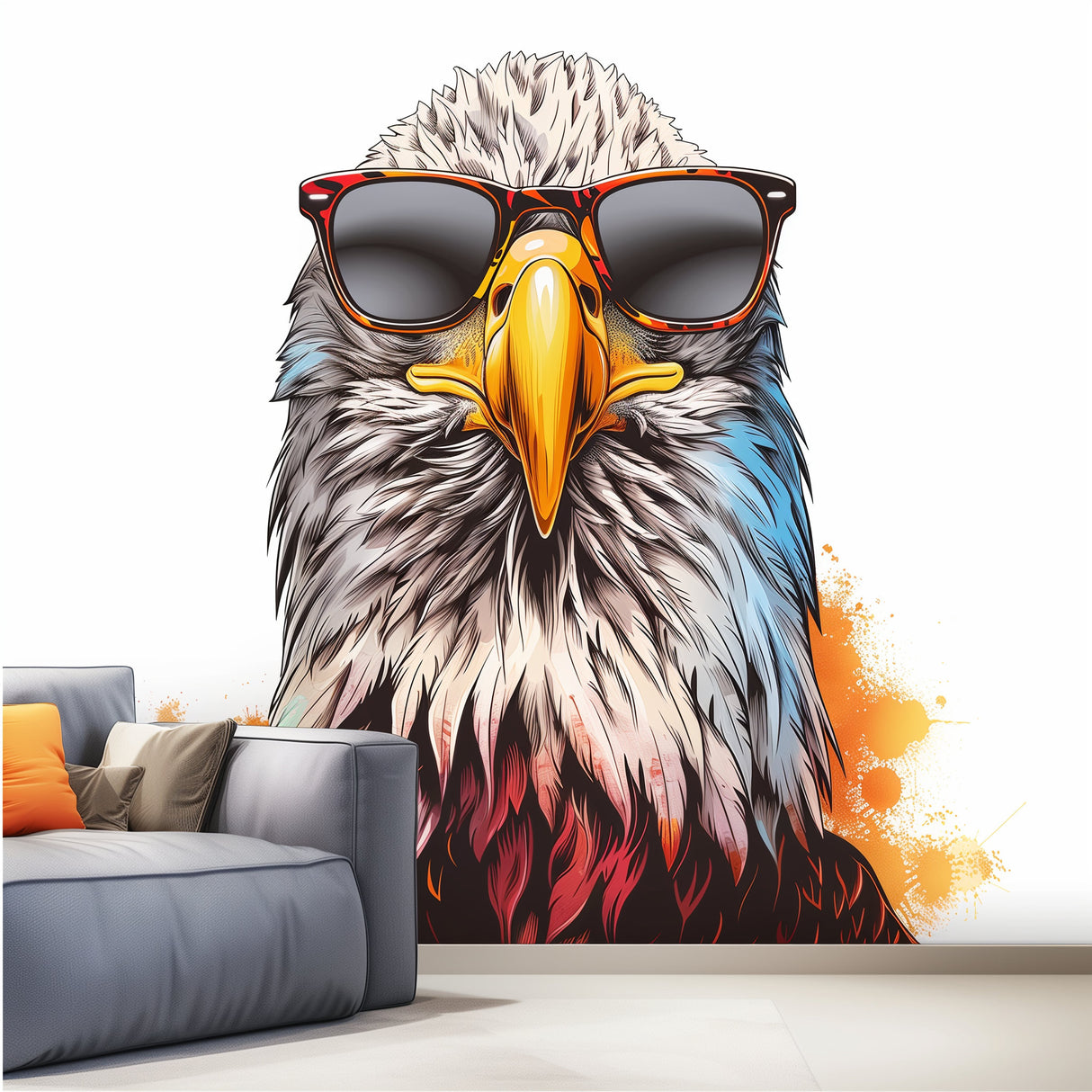 Bald Eagle with Sunglasses Wall Sticker Decal - Cool Bird in Glasses Room Decor