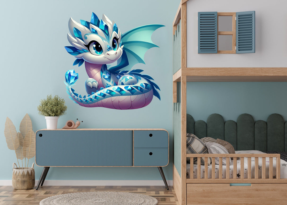 Cute Baby Dragon Wall Decal - Colorful Fantasy Creature Sticker