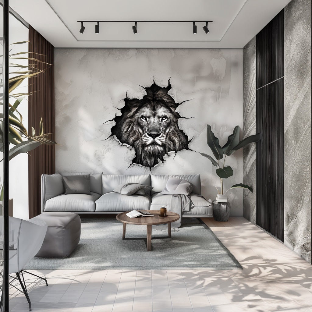 3D Lion Head Wall Decal - Majestic Lion Sticker