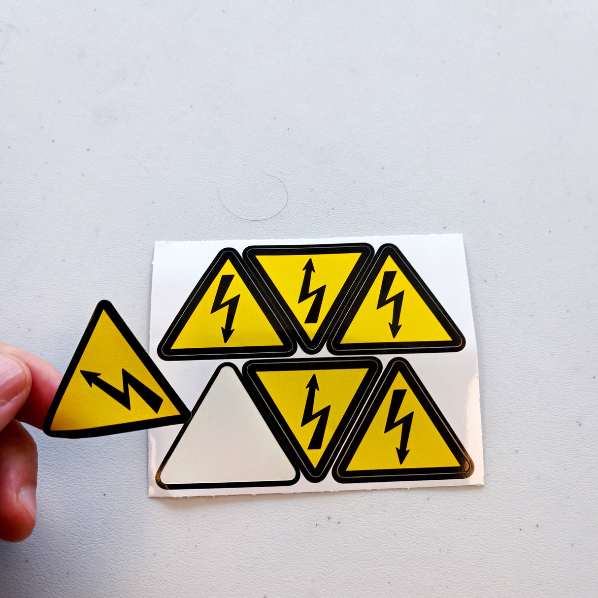 High Voltage Electrical Shock Hazard Stickers - Pack of 6 Yellow Triangle Warning Vinyl Decals for Safety Compliance