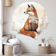 Elegant fox wall decal in a nursery, featuring a serene forest design and soft colors for children's room decor.