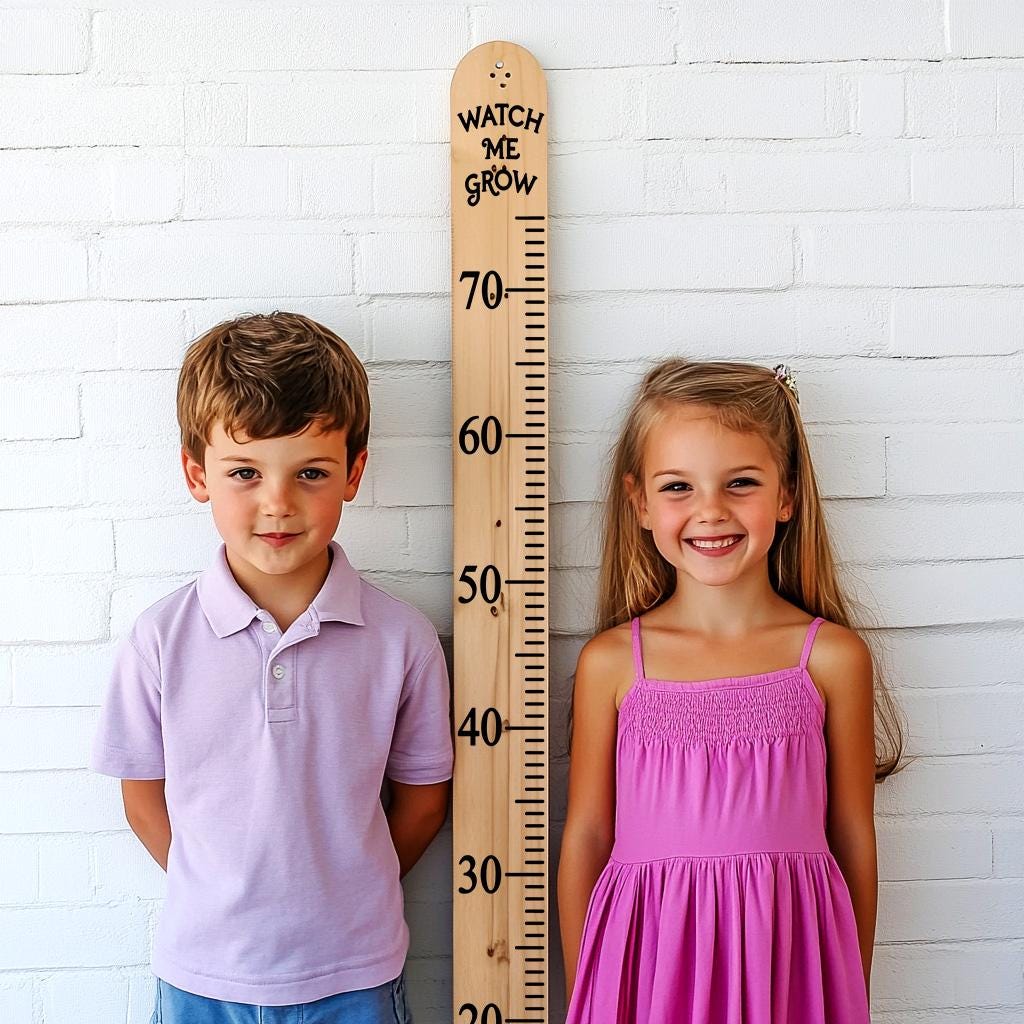 Vinyl Growth Chart Decal in Inches with 27 White Arrow Stickers – DIY Kids Height Ruler Sticker for Wood, Door, Furniture - Baby Shower Gift