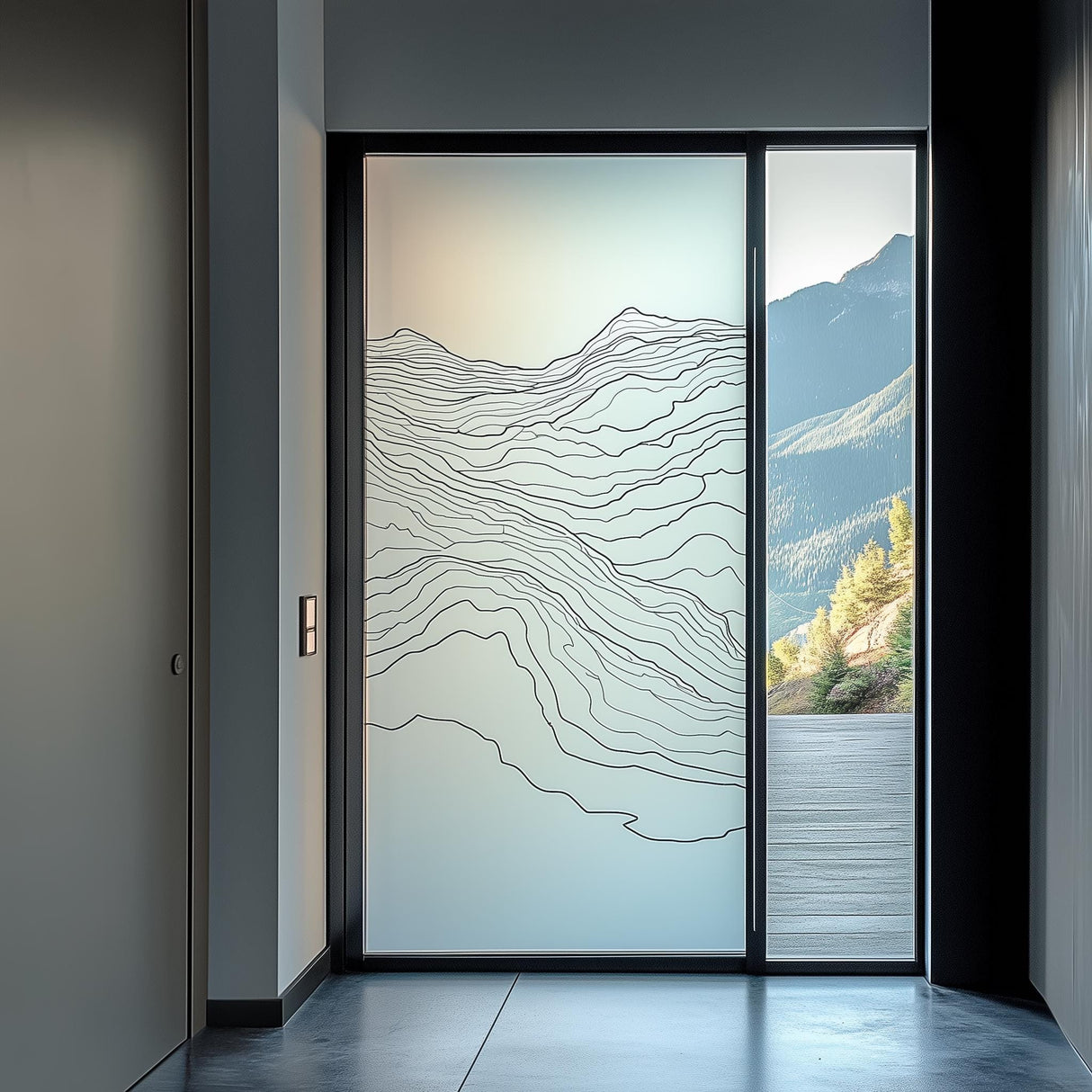 Custom Frosted Glass Door Decal | Topographic Line Design | Modern Privacy Window Sticker | Etched Glass Effect | Minimalist Home Decor