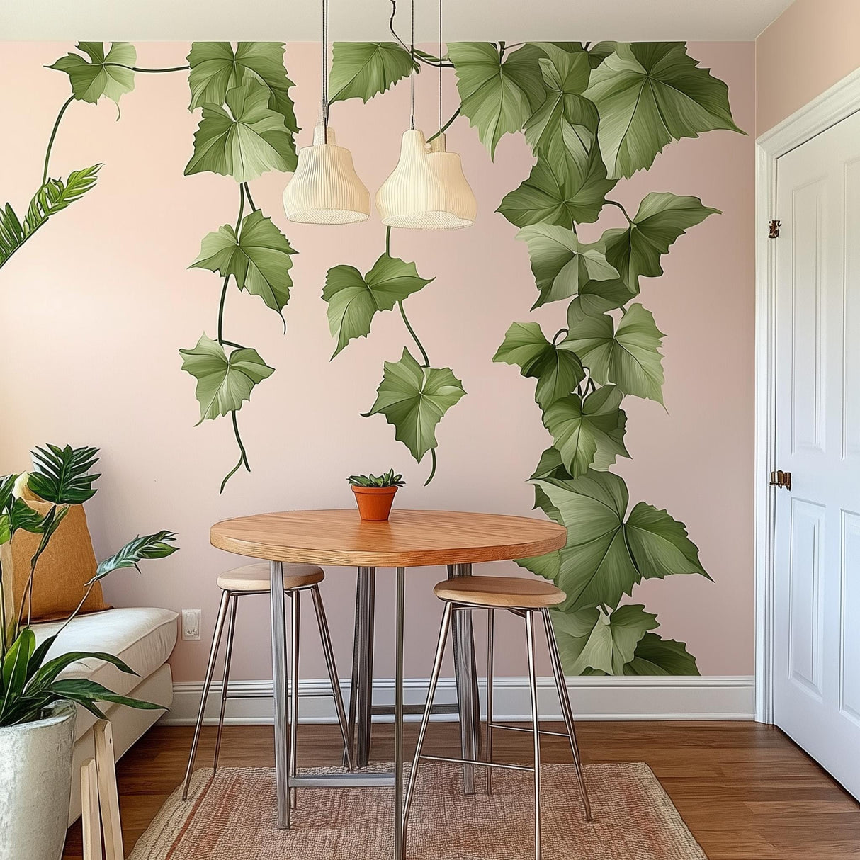 Hanging Vine Wall Decal Sticker | Green Leaf Wall Decor | Nature Removable Wall Sticker for Dining Room or Living Room | Large Plant Decals
