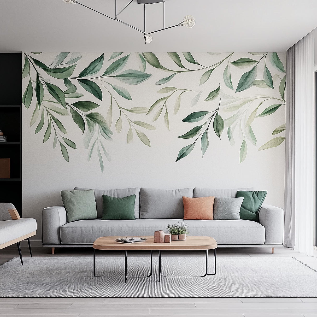 Leaf Wall Decal | Watercolor Greenery Wall Sticker Art | Removable Botanical Wall Stickers Living Room or Bedroom | Nature Inspired Decor