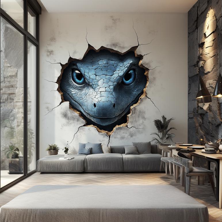 3D Gecko Wall Decal | Realistic Blue Gecko Mural | Kids Room Decor | Large Gecko Sticker | Unique Wall Art for Living Room or Bedroom