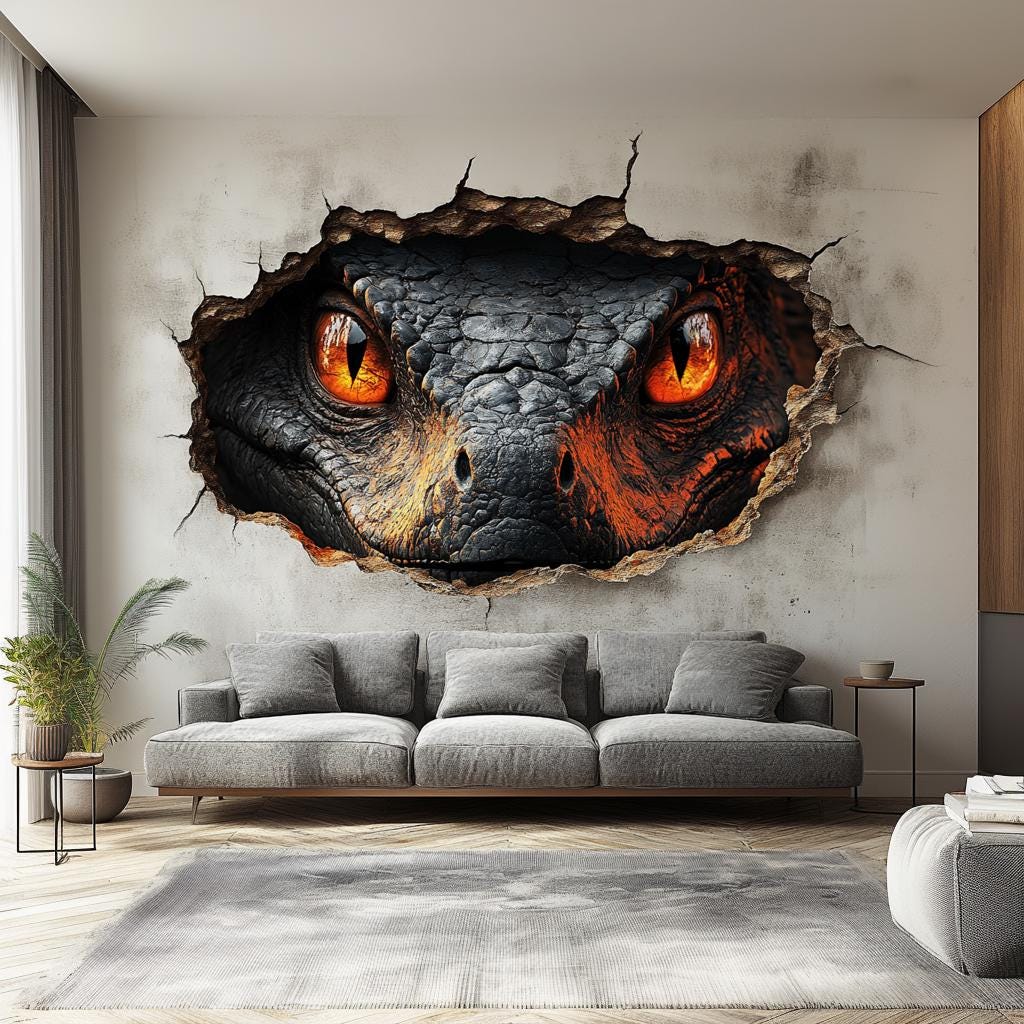 Fantasy dragon eyes wall decal shown in an alternate clean product view.