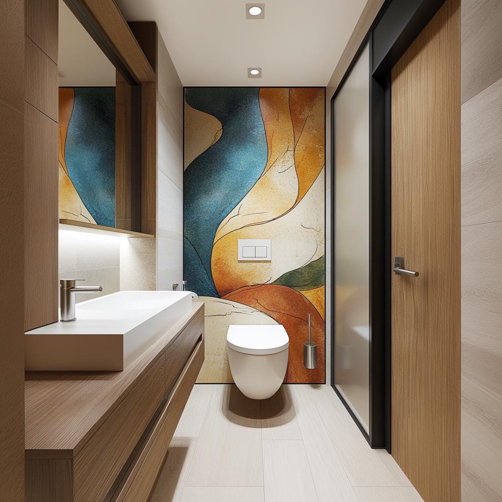 Abstract Wall Mural | Modern Bathroom Vinyl Sticker | Bold Artistic Peel & Stick Wallpaper | Contemporary Accent Wall Decor