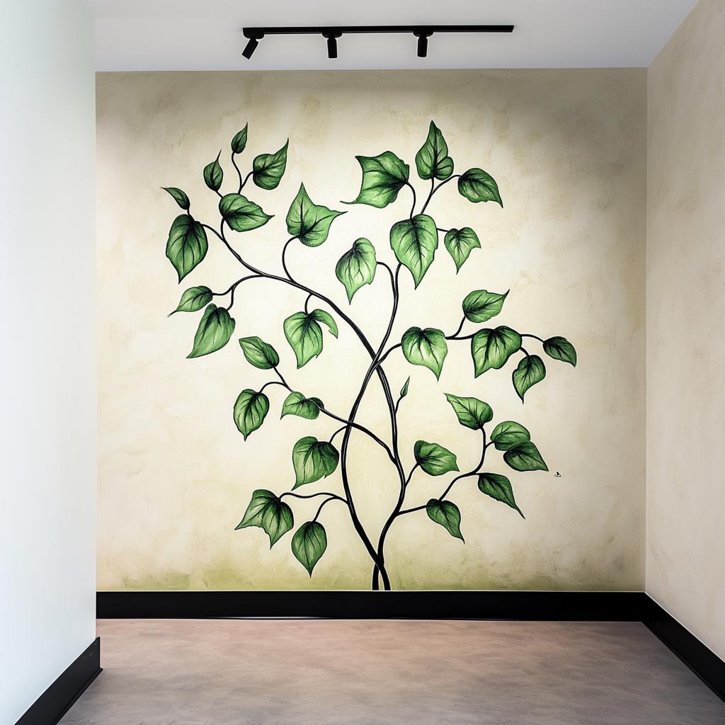 Botanical Vine Wall Decal | Green Leaf Vinyl Mural | Nature-Inspired Home Decor | Large Plant Wall Sticker | Modern Peel & Stick Accent