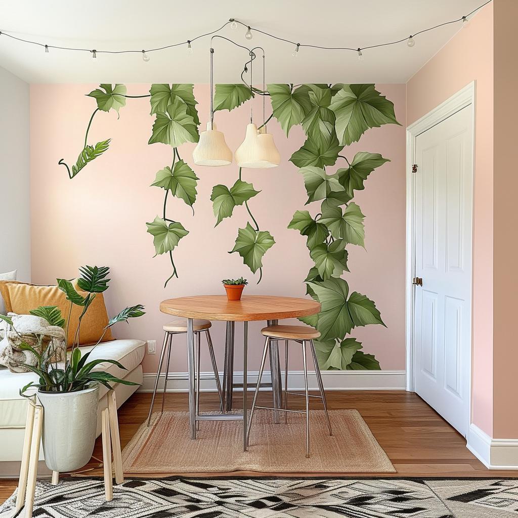 Hanging Vine Wall Decal Sticker | Green Leaf Wall Decor | Nature Removable Wall Sticker for Dining Room or Living Room | Large Plant Decals