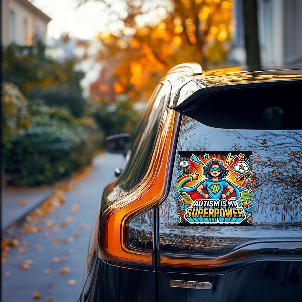 Autism Is My Superpower Sticker | Vinyl Sticker Wall, Car, Laptop, or Furniture | Inspirational Autism Awareness Decal | Girl With Autism