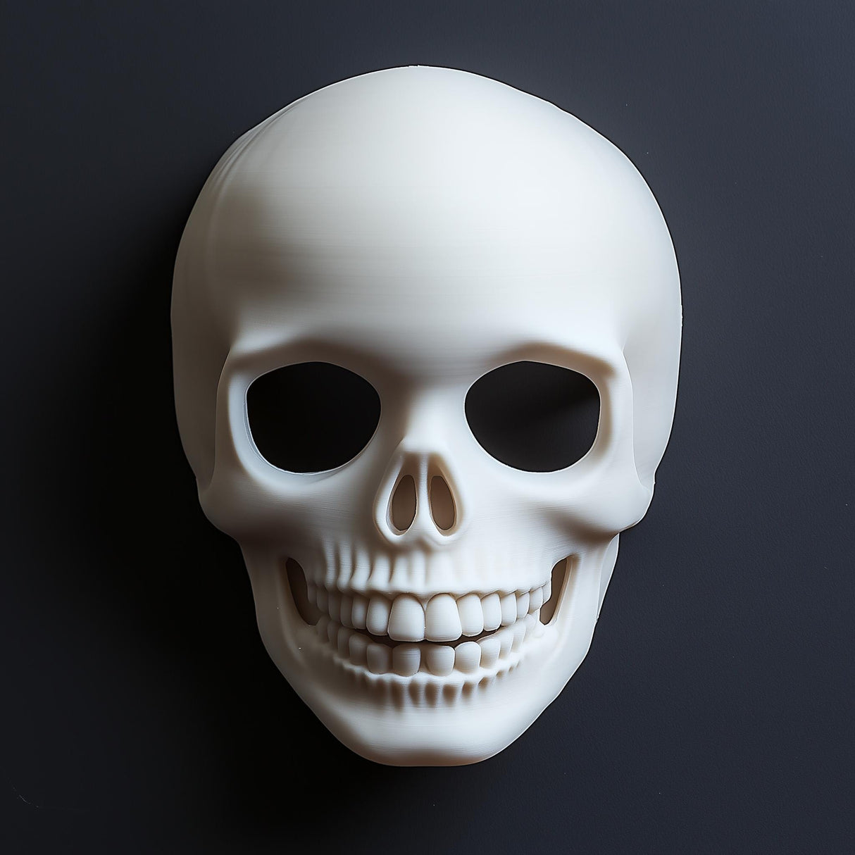 3D printed skull mask designed for Halloween and cosplay, featuring detailed features and a comfortable fit.