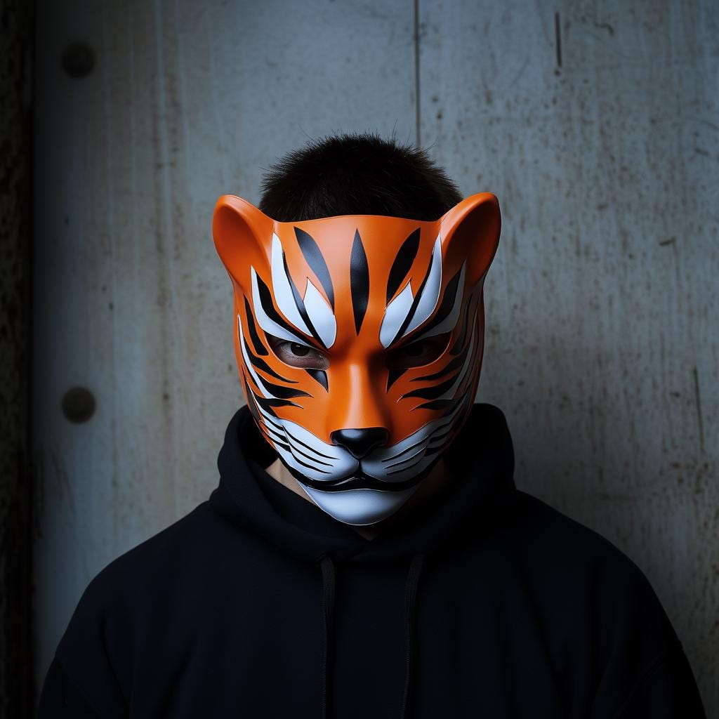 Tiger Mask | Ninja Cosplay Samurai Warrior Mask | 3D Printed Anime Shinobi Mask | Japanese Fox Demon Warrior Mask | Halloween Tiger Mask