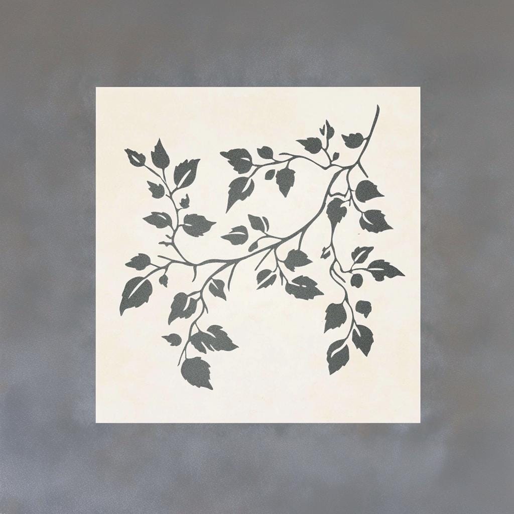Elegant vine stencil design featuring leaves, perfect for wall painting and DIY crafts.