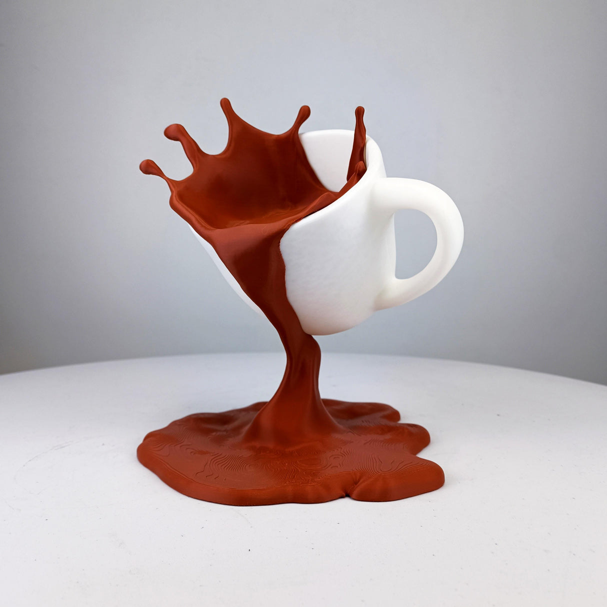3D Printed Coffee Splash Sculpture | Floating Spilling Coffee Cup Optical Illusion Desk Decor | Coffee Bar Display Unique Barista Gift Cafe